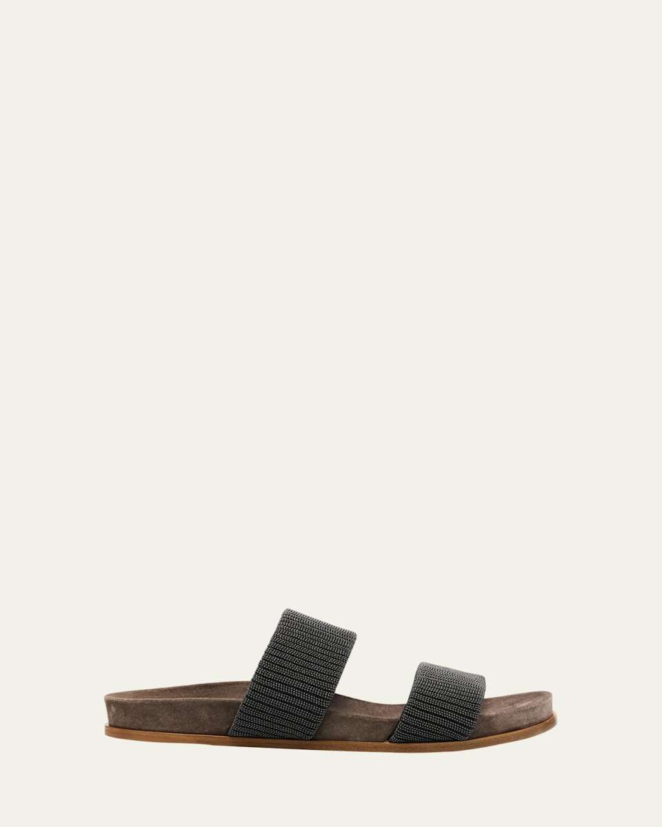 Double-Band Monili Slide Sandals